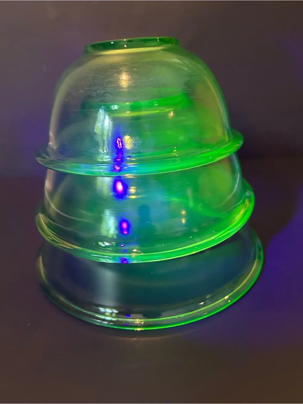 Hazel Atlas Uranium Green Depression Glass Mixing Bowls Set Of 3